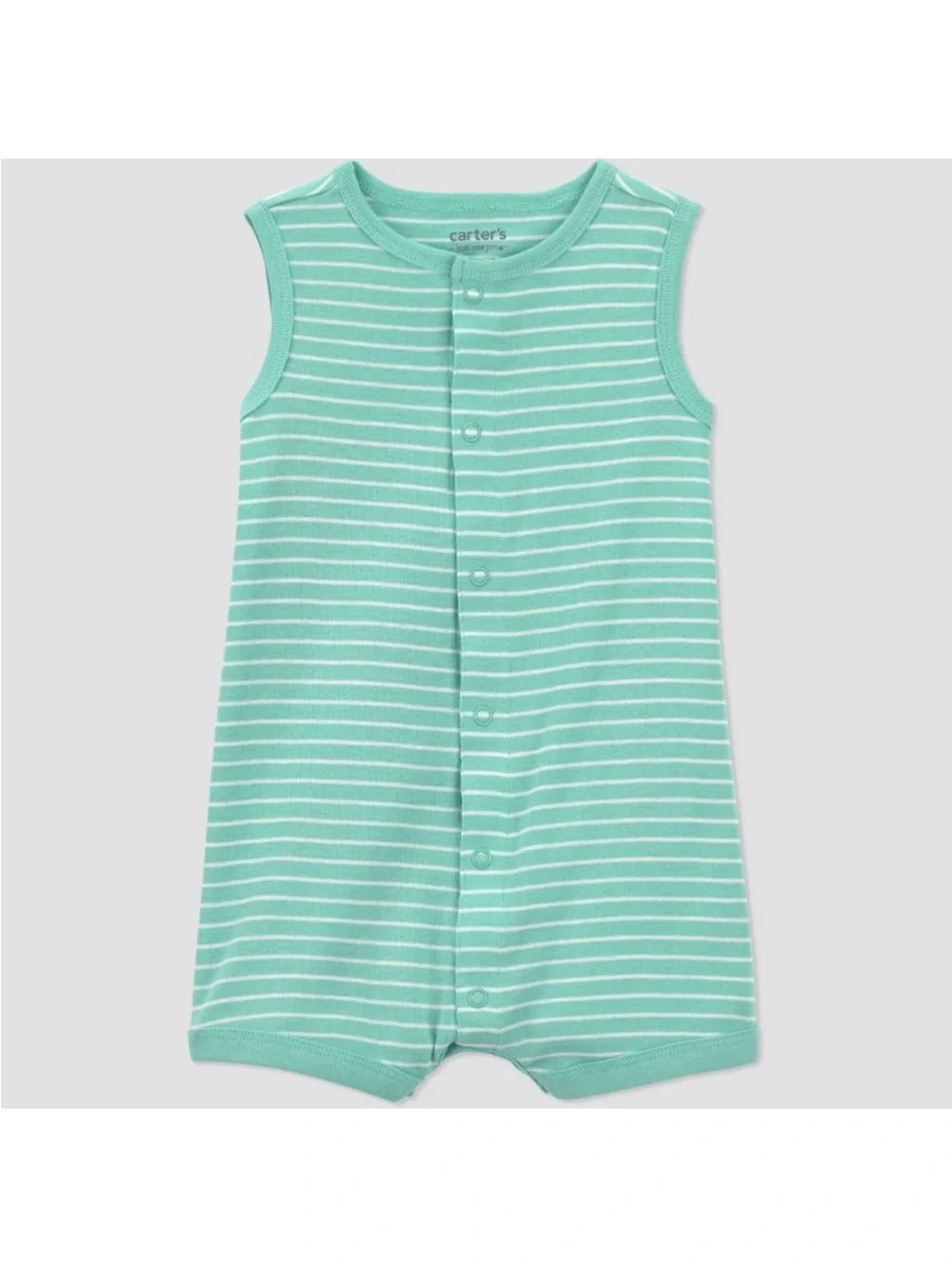 Carter's Mint and White Striped Sleeveless Sleep Romper